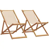 vidaXL Klappstühle, 2 Stück, beigefarbener Stoff und Massivholz
