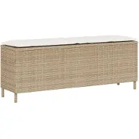 vidaXL Gartenbank mit Kissen Beige 110x30x40,5 cm Poly Rattan