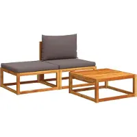 vidaXL 3-tlg. Gartensofa-Set mit Kissen Holz Akazie & Rattan
