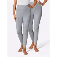 Feel Good Leggings , Damen, Gr. 24/25, Kurzgrößen, grau (grau, meliert), 95% Baumwolle, 5% Elasthan, unifarben, Hosen Leggings