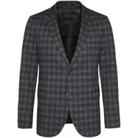 Bugatti 1100000002199 , Herren, Gr. 58, grau (dunkelgrau), 84% Polyester, 12% Viskose, 4% Elasthan, kariert, slim fit, Manschette, Sakkos 1100000002199, mit high-Stretch Funktion
