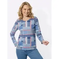 Sieh an! Langarm-Shirt in jeansblau-altrosa-bedruckt | Gr.: 54