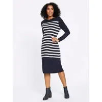 Sieh an! Strickkleid in marine-ecru-geringelt | Gr.: 21