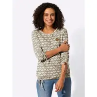 Casual Looks 3/4-Arm-Shirt "Shirt", Damen, Gr. 42, beige (schlamm, ecru, bedruckt), 50% Baumwolle, 50% Modal, gemustert, mehrfarbig, Rundhals, Shirts 3/4-Arm-Shirt