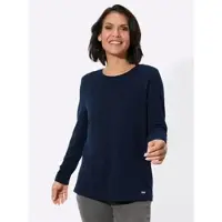 Casual Looks Langarmshirt "Rundhals-Shirt", Damen, Gr. 46, marine, meliert, 50% Viskose, 45% Polyester, 5% Elasthan, meliert, Rundhals, Shirts Langarmshirt