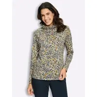 Inspirationen Rollkragenshirt "Rollkragen-Shirt", Damen, Gr. 38, bunt (ecru, rauchblau, bedruckt), 50% Baumwolle, 50% Modal, bedruckt, gemustert, mehrfarbig, Shirts Rollkragenshirt