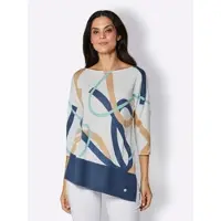 CREATION L PREMIUM creation L Modal-Baumwoll-Pullover in ecru-jeansblau-gemustert | Gr.: 46
