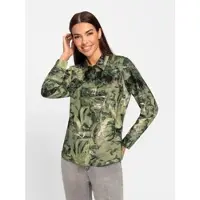 HEINE Druckbluse in khaki-lindgrün-bedruckt | Gr.: 50