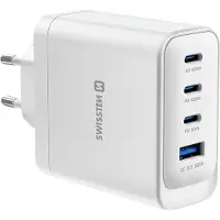 Swissten , Multiport 4-in-1 USB-A / 3 USB-C PD 100W GaN Ladegerät Modell Core, Weiß