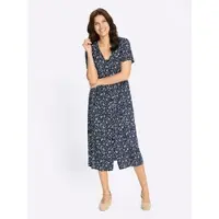 Sieh an! Viskose-Kleid in marine-jade-bedruckt | Gr.: 42
