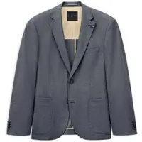 Bugatti Sakko "Jersey-Artikel", Herren, Gr. 52, blau (370, blau), 65% Polyester, 24% Viskose, 8% Polyamid, 3% Elasthan, unifarben, regular fit, Sakkos Sakko, mit Stretch Funktion
