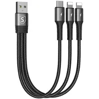 Sign 3-in-1-Kabel Lightning, USB-C, 0,15 m, 3,5 A, 20 W - Schwarz