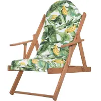 Springos Premium Gartenliege Sonnenliege mit Armlehnen Kissen Holz 71 x 90 x 103 cm