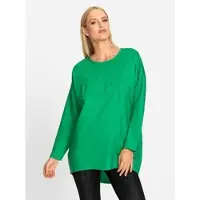 HEINE Longshirt "Longshirt", Damen, Gr. 38, grün (grasgrün), 100% Baumwolle, unifarben, Rundhals, Shirts Longshirt
