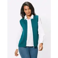 Casual Looks Strickweste , Damen, Gr. 52, blau (petrol), 50% Baumwolle, 50% Polyacryl, unifarben, Westen Strickweste
