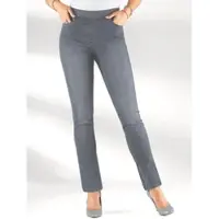 Inspirationen Schlupfjeans , Damen, Gr. 225, Extrakurzgrößen, grau (grau, denim), 78% Baumwolle, 20% Polyester, 2% Elasthan, unifarben, lang, Jeans Schlupfjeans