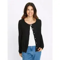 Sieh an! Trachtenstrickjacke SIEH AN "Strickjacke Strickjacke mit Trachtenknöpfen", Damen, Gr. 48, schwarz, Modisch, Strickjacken Trachtenstrickjacke