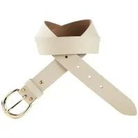 Laura scott Ledergürtel , Damen, Gr. 125, beige (cream), Rindsleder, glänzend, unifarben, Gürtel Ledergürtel, mit goldfarbender runder Schnalle - NEW