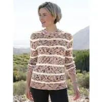 Casual Looks WITT WEIDEN Rundhals-Pullover in mauve-ecru-geringelt | Gr.: 38