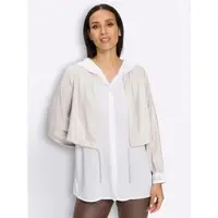 HEINE Longbluse in ecru-hellgrau | Gr.: 40