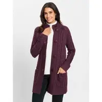 Inspirationen Strickjacke WITT "Strickjacke Longstrickjacke mit Einstrickmuster", Damen, Gr. 40, lila (burgund), Modisch, Strickjacken Strickjacke