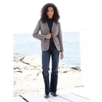 HEINE Jackenblazer "Blazer", Damen, Gr. 42, blau (marine, sesam, gemustert), 80% Polyester, 20% Wolle, Blazer Jackenblazer