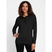 Casual Looks Polokragenpullover "Polopullover", Damen, Gr. 54, schwarz, 100% Baumwolle, unifarben, Pullover Polokragenpullover
