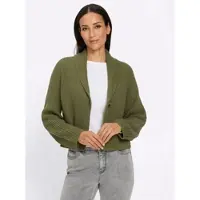 HEINE Strickjacke , Damen, Gr. 48, grün (oliv), 100% Baumwolle, unifarben, Strickjacken Strickjacke