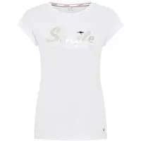 Kangaroos T-Shirt , Damen, Gr. 44/46, weiß, Single Jersey, Obermaterial: 50% Baumwolle, 50% Modal, figurumspielend hüftlang, Rundhals, mit Aufschlag, Shirts T-Shirt, mit Print