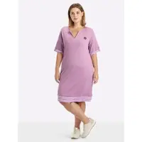 Sheego Shirtkleid "Jersey-Kleid", Damen, Gr. 46, Normalgrößen, orchidee, 50% Baumwolle, 50% Modal, unifarben, kurz, Rundhals, Kleider Shirtkleid