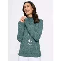 Witt Weiden Stehkragenpullover "Stehkragen-Pullover", Damen, Gr. 42, grün (jade, petrol, meliert), 50% Viskose, 28% Polyester, 22% Polyamid, unifarben, Pullover Stehkragenpullover