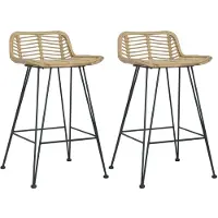 vidaXL Barhocker 2 Stk. Rattan Natur