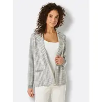 Création L Merino-Strickblazer in steingrau-champagner-gemustert | Gr.: 38