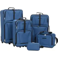 vidaXL 5-tlg. Reisekoffer-Set Blau Stoff
