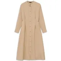 Bugatti Blusenkleid , Damen, Gr. 42, Normalgrößen, beige (50, beige), 58% Leinen, 27% Polyester, 15% Viskose, gestreift, normal, Kleider Blusenkleid, Modern Fit mit Streifen