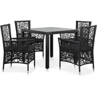 vidaXL 5-tlg. Garten-Essgruppe Poly Rattan Schwarz