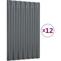 vidaXL Dachpaneele 12 Stk Verzinkter Stahl Anthrazit 60x36 cm