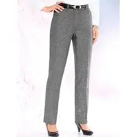 Come on Bügelfaltenhose , Damen, Gr. 54, Normalgrößen, schwarz-weiß (schwarz, weiß fischgrat), 49% Wolle, 29% Polyester, 20% Baumwolle, 2% Elasthan, gemustert, mehrfarbig, lang, Hosen Bügelfaltenhose