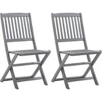 vidaXL Klappstühle, 2 Stück, aus massivem Akazienholz