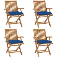 vidaXL Klappstühle mit Kissen, 4-teilig, Massivholz Teakholz