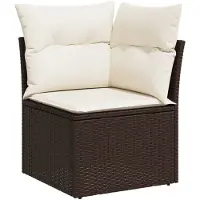 vidaXL Garten-Ecksofa mit Kissen Braun Poly Rattan