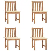 vidaXL Gartenstühle 4 Stk. mit Kissen Massivholz Teak