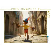 CALVENDO Puzzle: Pinocchio rennt lachend an der Schule vorbei | 2000 Teile, fertige Größe: 90 x 67 cm | Fotopuzzle für entspannte Stunden