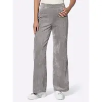 HEINE Cordhose , Damen, Gr. 46, Normalgrößen, grau, 80% Polyester, 18% Polyamid, 2% Elasthan, unifarben, Hosen Cordhose