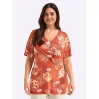 Sheego Halbarmshirt in terra-vanille-bedruckt | Gr.: 48