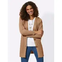 Casual Looks Longstrickjacke , Damen, Gr. 42, braun (camel), 50% Baumwolle, 50% Polyacryl, unifarben, Strickjacken Longstrickjacke