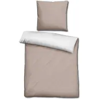 Sleezzz Renforcé Wendebettwäsche beige/weiß 135 x 200 + 80 x 80 cm