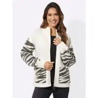 Sieh an! Strickjacke in ecru-graphit-gemustert | Gr.: 42