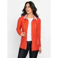 Inspirationen Shirtjacke "Shirtjacke", Damen, Gr. 48, orange (orange, ecru, gemustert), 92% Polyester, 8% Elasthan, gemustert, mehrfarbig, unifarben, Shirts Shirtjacke