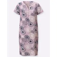 Inspirationen Druckkleid "Druck-Kleid", Damen, Gr. 42, Normalgrößen, rosa (mauve, dunkelblau, bedruckt), 100% Viskose, bedruckt, geblümt, gemustert, mehrfarbig, knielang, Rundhals, Kleider Druckkleid
